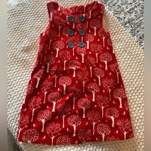 Red corduroy Mini Boden shift dress- GUC, size 3-4